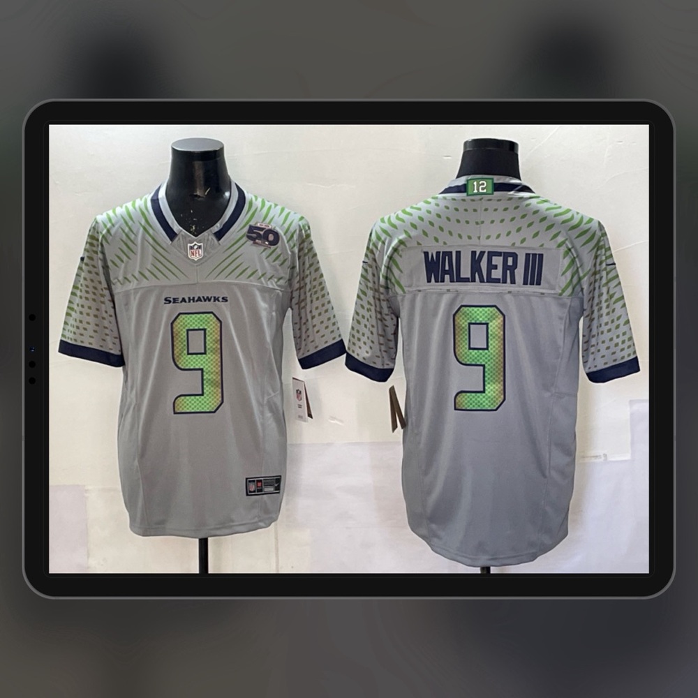 Men‘s NFL Seattle Seahawks #9 Kenneth Walker III 2025 Rivalry F.U.S.E Jersey